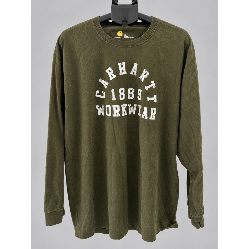 Carhartt Long Sleeve Shirt Mens XL 1889 Workwear Graphic Tee Olive Green